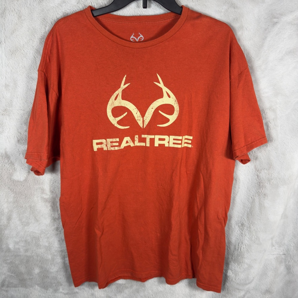 Realtree Camo Logo T Shirt Orange Short Sleeve Men's XL‎